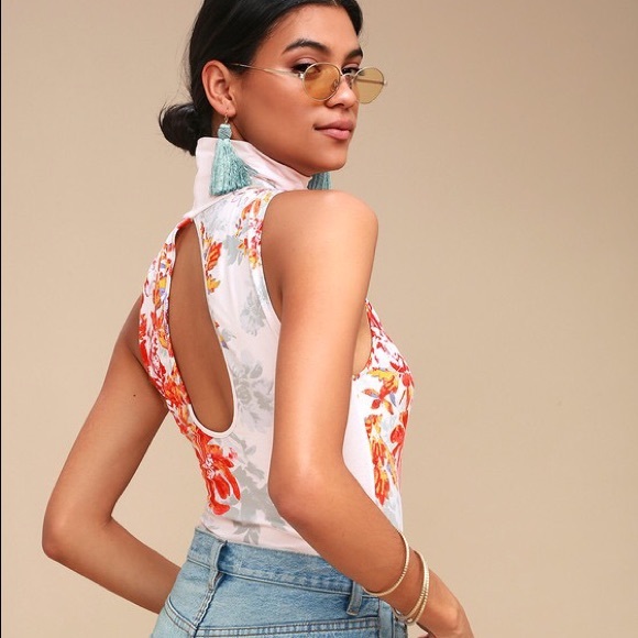 🌺NWT! Free People Floral Print Mock Neck Bodysuit - Picture 5 of 5